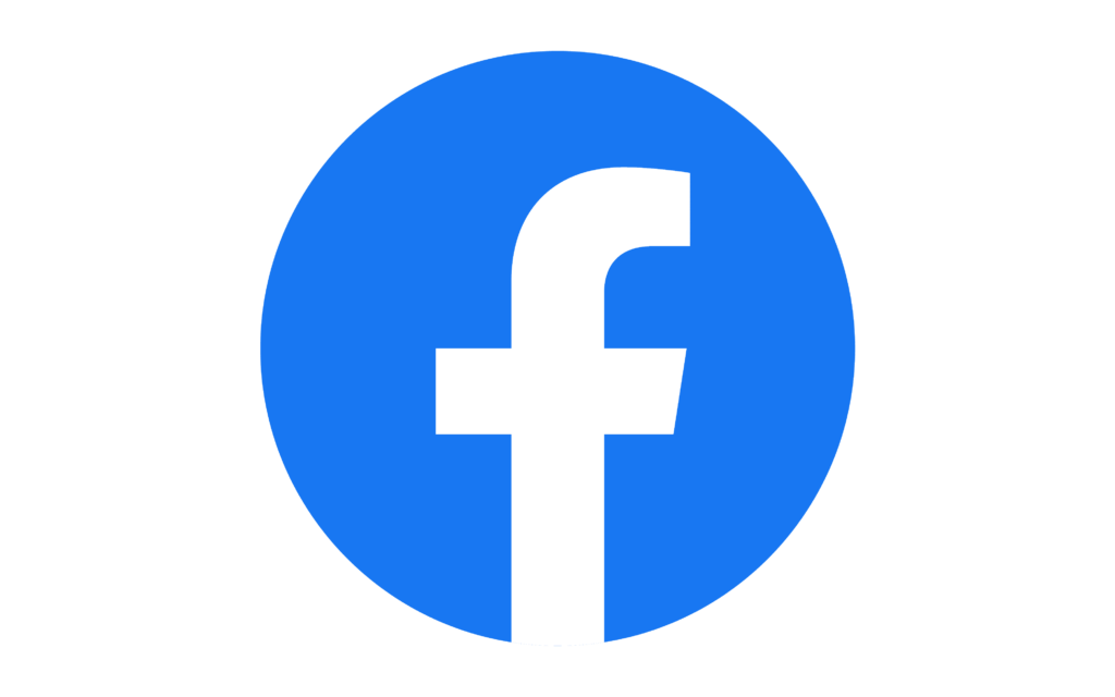 blue circular logo with white "F" for facebook